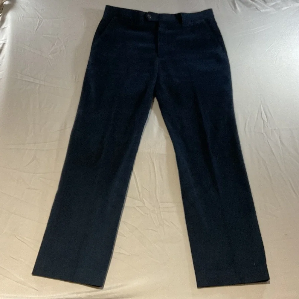 Ralph Lauren Men's Navy Blue Corduroy Pants 34x30 Straight Fit Dress Slacks